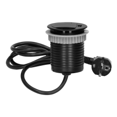 Vgradna potopna vtičnica / EU vtičnica + USB napajanje / 230V / Črna